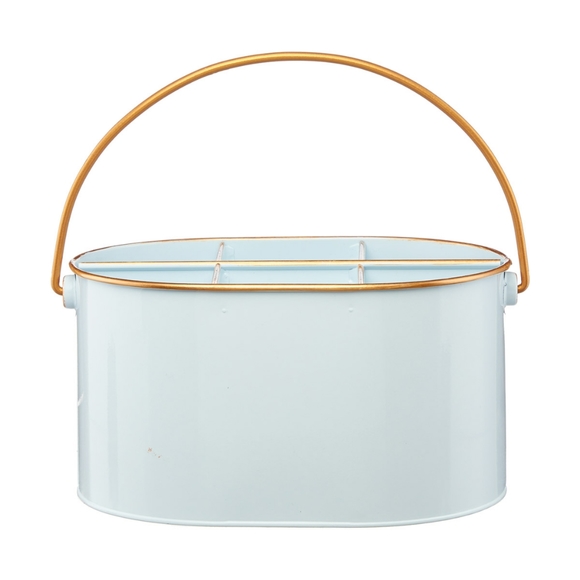 White Metal Caddy With Gold Rim Set of 2 - Picture 1 of 3